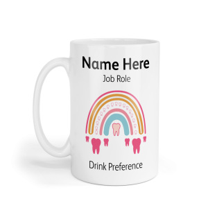 Personalised Ceramic Mug - Tooth Pink Rainbow