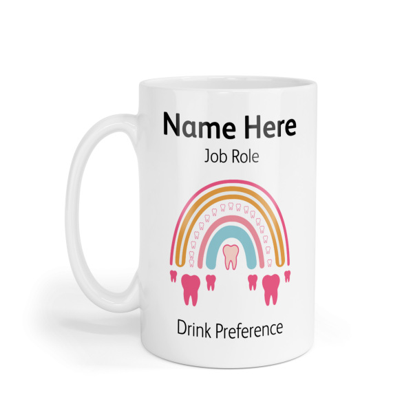 Personalised Ceramic Mug - Tooth Pink Rainbow