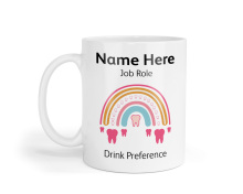 Personalised Ceramic Mug - Tooth Pink Rainbow