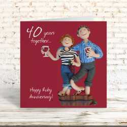 40th anniversary card (ruby anniversary) - designed by Erica Sturla - 15cm square and blank inside, made in the UK