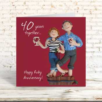 40th anniversary card (ruby anniversary) - designed by Erica Sturla - 15cm square and blank inside, made in the UK