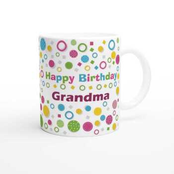 Custom Colour Dot Happy Birthday Mug