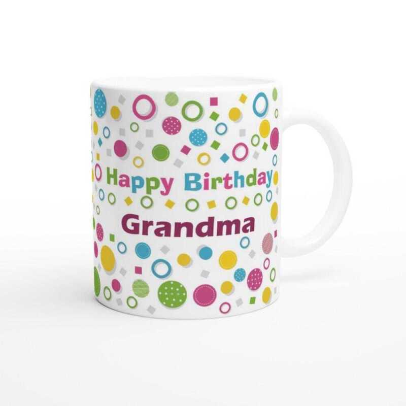 Custom Colour Dot Happy Birthday Mug - Ceramic White