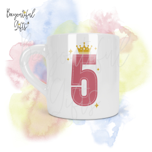 Personalised Crown 5th Birthday Number Smug Mug® (6oz)