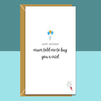 Funny brother or sister birthday card. Personalised cheeky Card for him or her.