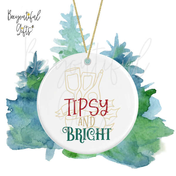 Ceramic Christmas Tree Decoration - Tipsy and Bright