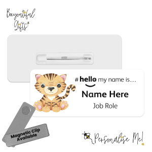 Name Badge - Watercolour Tropical Animal Hello My Name is... - Tiger