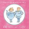 Holy Mackerel 20th (china) wedding anniversary card - designed by Rosie Brooks - 15cm square and blank - for him, her, husband, wife, couple etc