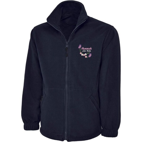 Personalised Embroidered Healthcare Fleece Jacket - Floral Butterflies - XS | UK 8