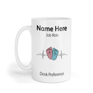 Personalised Ceramic Mug - Pink & Blue Baby Feet Heartbeat
