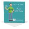 Grown up great grandson birthday card for him - designed by Erica Sturla - 15cm square and blank inside, made in the UK
