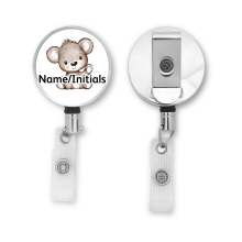 Personalised Metal ID Reel - Cute Brown Bear