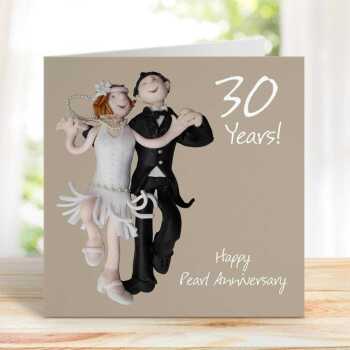 30th anniversary card (pearl anniversary card) - designed by Erica Sturla - 15cm square and blank inside, made in the UK