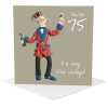 75th birthday card for him - designed by Erica Sturla - 15cm square and blank inside, made in the UK
