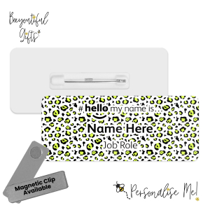 Name Badge - Neon Leopard Print Hello My Name is... - Lime