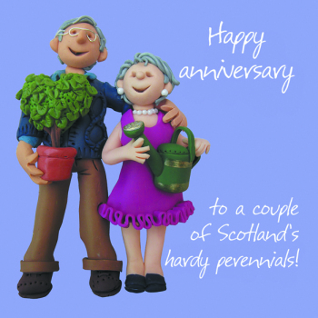 Scotland Hardy perennials Birthday Greetings Card, Designed by Erica Sturla for Holy Mackerel. Card is 150mm Square and Blank Inside.