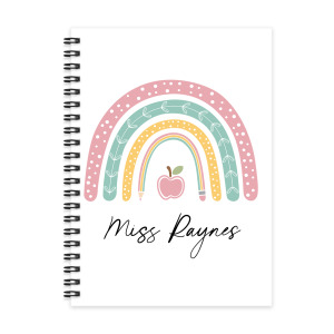 Personalised A5 Notebook - Pastel Teacher Rainbow
