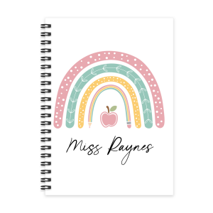 Personalised A5 Notebook - Pastel Teacher Rainbow