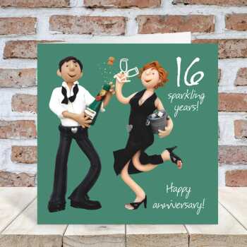 16th wedding anniversary card - designed by Erica Sturla - 15cm square and blank inside, made in the UK