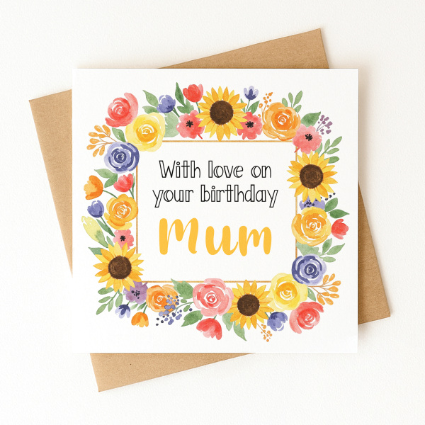 Birthday Card - With Love on Your Birthday Mum - Standard Smooth Card
