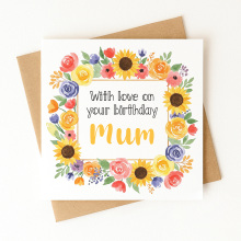 Birthday Card - With Love on Your Birthday Mum - Standard Smooth Card