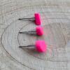Fluorescent Pink Clay Stud Earrings: Hypoallergenic Micro Studs - Heart - none