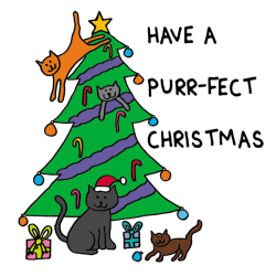 Have a Purr-FECT Christmas 150mm Square Festive Christmas Card for cat Lovers from Holy Mackerel