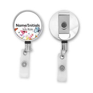 Personalised Metal ID Reel - Butterfly Meadow Border