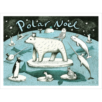 Polar Noel - Polar Bear Themed Christmas Card by Artist Lisa Berkshire, 12.7 x 17.7 cm