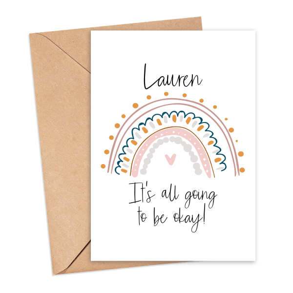 Mental Wellbeing Card - It's All Going To Be Okay Pastel Rainbow - Small (A6)