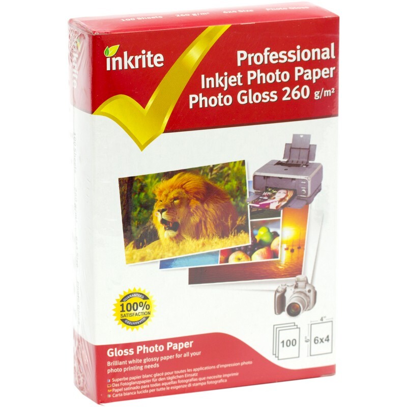 Inkrite 6x4 260gsm Single Sided Gloss Photo Paper - 100 Sheet Packs