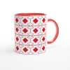 Red Diamonds and Shapes Mug - Ceramic White