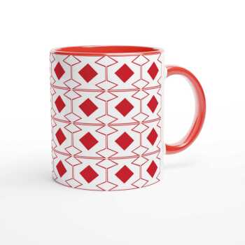 Red Diamonds and Shapes Mug