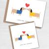Love you sausage dog Valentines Day card for dog lover, dog owner, husband, wife, boyfriend, girlfriend, partner (Size A6/A5/A4/Square 6x6") - A6: Single card