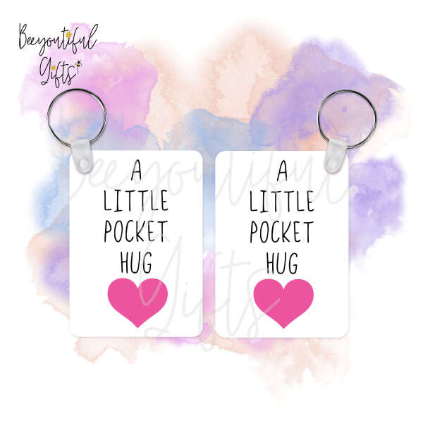 A Little Pocket Hug High Gloss Rectangular Wooden Key Ring