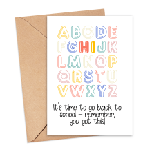 Back To School Card - Colourful Alphabet - Small (Approx. A6 | 105mm x 148mm | 4.1in x 5.8in) - Standard Smooth Card