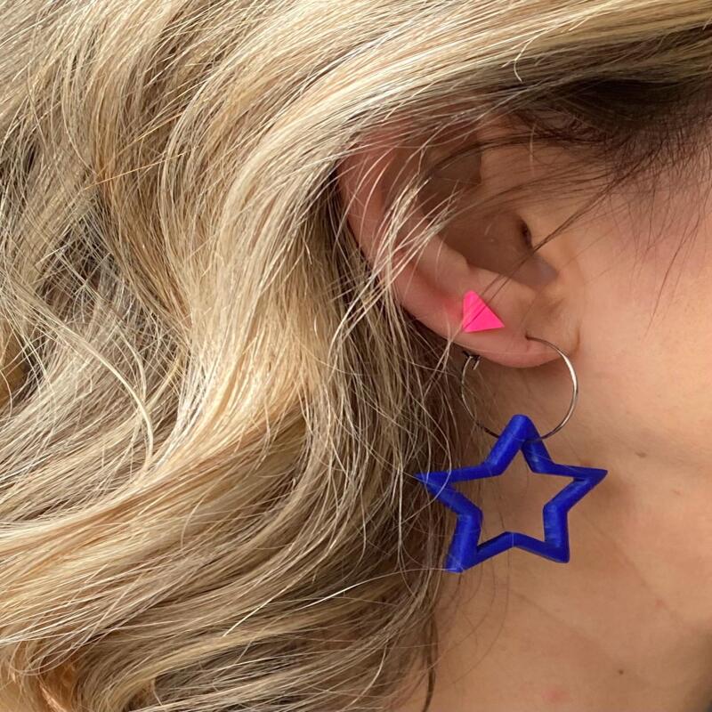Fluorescent Pink Clay Stud Earrings: Hypoallergenic Micro Studs - Heart - none