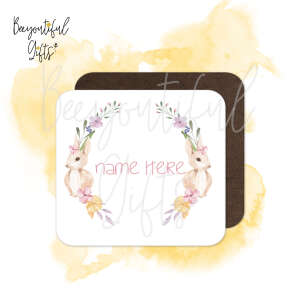 Personalised Easter Coaster - Bunny Wreath