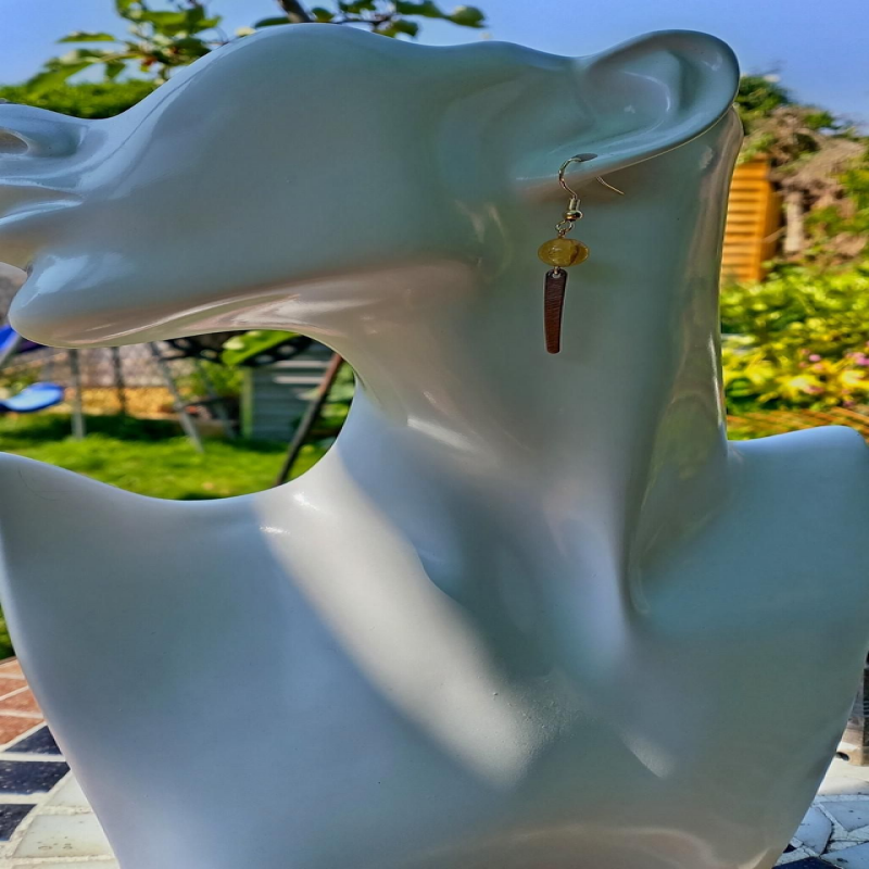 Citrine Bead Gold Earrings