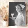 Take your medicine - Black and white photographic vintage nurse themed card  - 12.6 x 17.7cm and blank inside, made in the UK