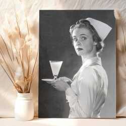 Take your medicine - Black and white photographic vintage nurse themed card  - 12.6 x 17.7cm and blank inside, made in the UK
