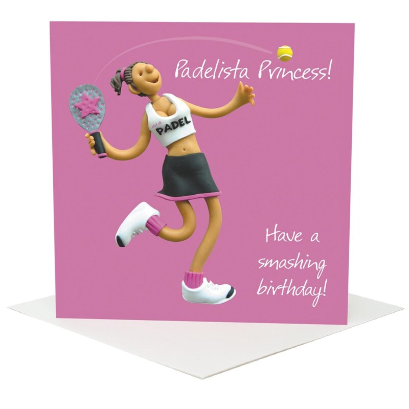 Padel Birthday Card for Her - Padelista Princess Card - Polymer Clay Art by Erica Sturla - Padel UK