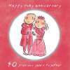 Holy Mackerel 40th (ruby) wedding anniversary card by Artist Rosie Brooks. 15cm square and blank inside. Anniversary card for him, her, husband, wife, couple etc