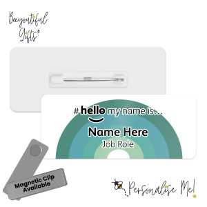 Name Badge - Colour Variant Rainbow Hello My Name is... - Turquoise