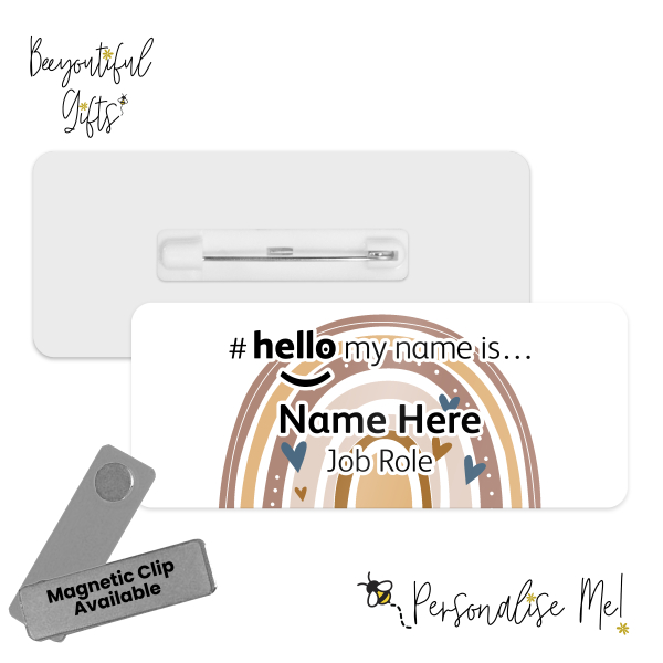 #hello my name is... Name Badge - Neutral Boho Rainbow