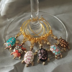 Wine Glass Charms with Turtles