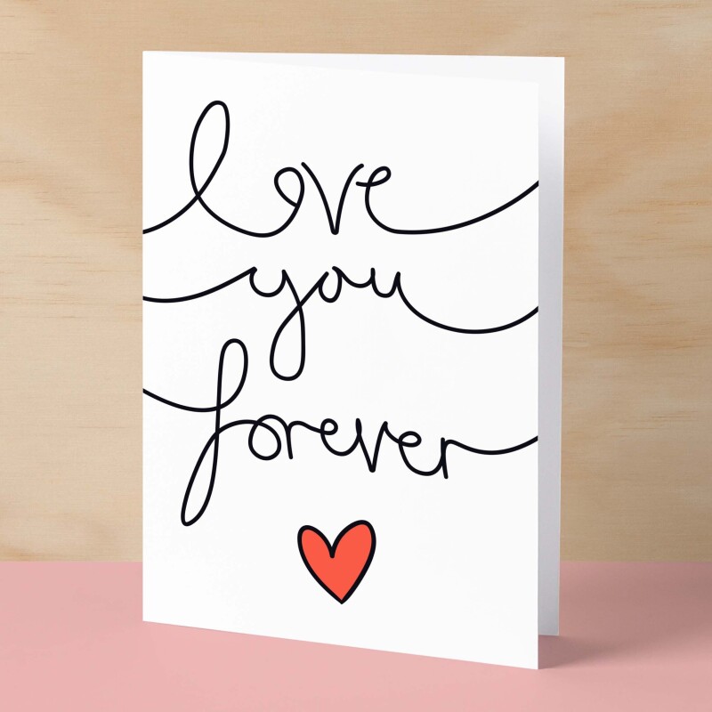 Anniversary or Valentine's Card for Her Anniversary Card for Wife Valentines Day Card For Husband Boyfriend or Girlfriend Love you Forever - Large (5x7) / Blank Message