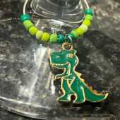 Handmade Wine Glass Charm - T-Rex Dinosaur