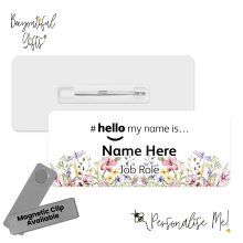 #hello my name is... Name Badge - Watercolour Wildflower Dragonfly