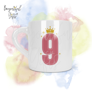 Personalised Crown 9th Birthday Number Smug Mug® (6oz)
